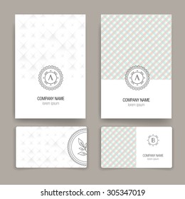 Set of vector card templates. Business card. Invitation. Modern Hipster Style for Invitation, Business Contemporary Design. Elements for Placards, Flyer. Card, for invitation or announcement