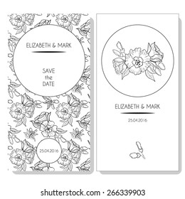 Set of vector card templates with decorative floral patterns . Template for save the date, birthday cards, wedding invitations.