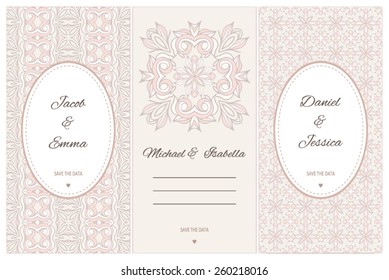 Set of vector card templates for Save The Date, wedding background in vector