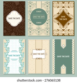 Set of vector card templates for Save The Date and any cards, invitations.