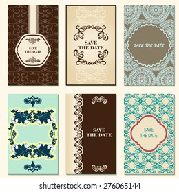 Set of vector card templates for Save The Date and any cards, invitations.