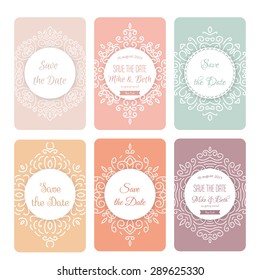Set of vector card templates for Save the date, invitations.