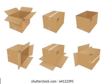 Set of vector cardboard boxes