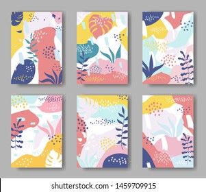 Conjunto de tarjetas vectoriales con ornamento abstracto