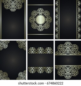 Set of vector cards. Beautiful vintage round design. Can be used in book design, card background, invitation design and other     