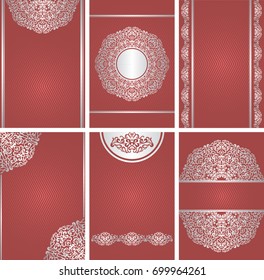 Set of vector cards. Beautiful vintage round design     