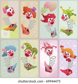 set of vector cards - jack in the box