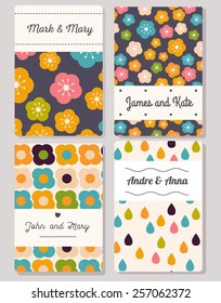Set of vector cards template for wedding or save for date 