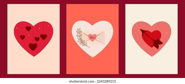  Juego de tarjetas vectoriales para el día de San Valentín.