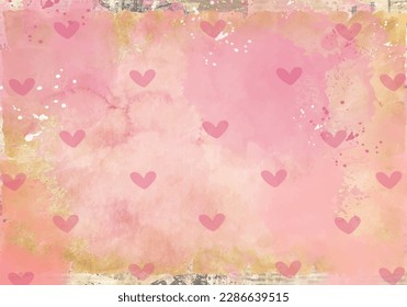 Set of vector cards for Valentine's day. Watercolor hearts drawn by a brush. Vintage and classic holiday cards.