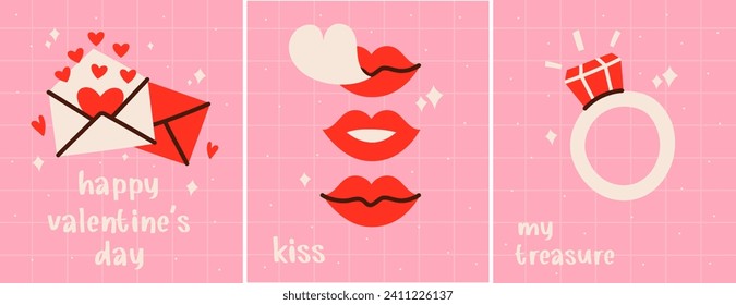 Set of vector cards for Valentine's day, vector illustration