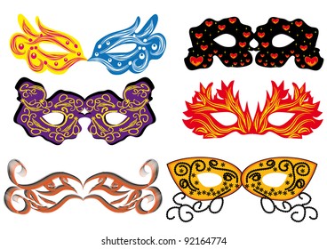set of vector carnival masks. abstract isolated illustration