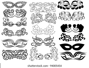 set of vector carnival masks. abstract isolated illustration