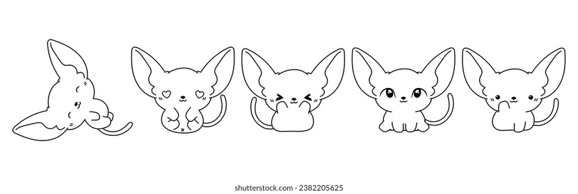 Set of Vector Cartoon Baby Animals Coloring Page. Collection of Kawaii Isolated Sphynx Cat Outline for Stickers, Baby Shower, Coloring Book, Prints for Clothes. 