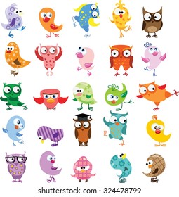 Set of vector cartoon birds