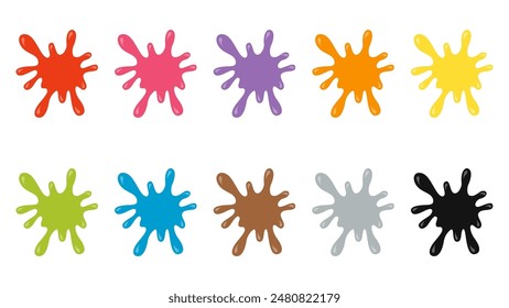  Set of vector cartoon blobs of paint. Paint splashes set.