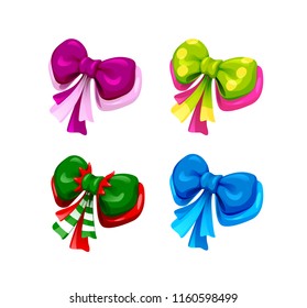 set of vector cartoon bows and ribbons
