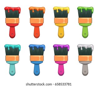 Set of vector cartoon brushes with color paints