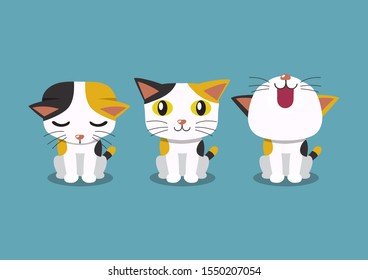 Set of vector cartoon character cat poses for design.