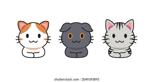 Set of vector cartoon character cute cats for design.