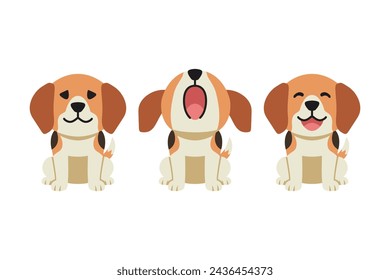 Conjunto de personaje de dibujos animados vector perro beagle lindo para el diseño.