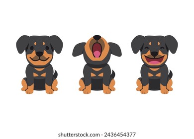 Conjunto de personaje de dibujos animados vector lindo perro rottweiler para el diseño.