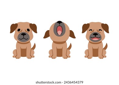 Set of vector cartoon character cute brown dog for design.