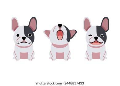 Set of vector cartoon character cute french bulldog for design.