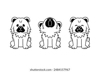 Set of vector cartoon character cute chow chow dog for design.