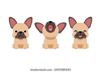 Set of vector cartoon character cute french bulldog for design.