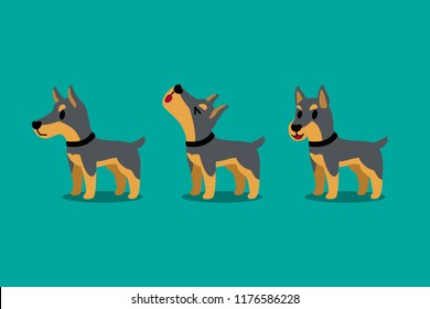 Set of vector cartoon character doberman dog poses