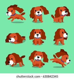 Set of vector cartoon character dog poses