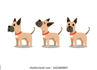 Set of vector cartoon character great dane dog poses for design.