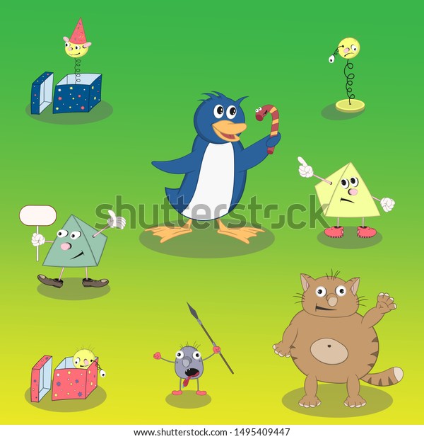 Set Vector Cartoon Characters Different Poses Stock Vector Royalty Set Vector Cartoon Characters Different Poses Stock Vector Royalty