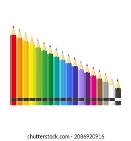 Set of vector cartoon colored pencils from smallest to largest. Back to school.