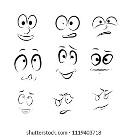 Set of vector cartoon emotional faces