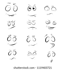 Set of vector cartoon emotional faces