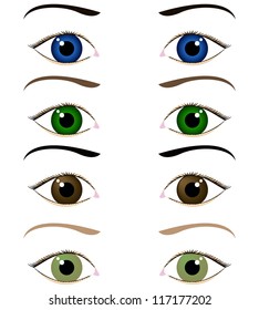 set of vector cartoon eyes