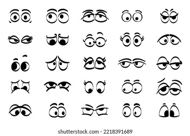 set of vector cartoon eyes isolated on white background