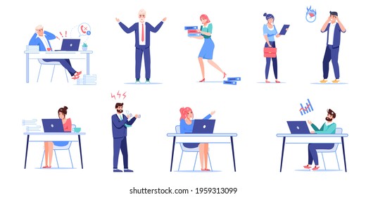 Vector Cartoon Flat Boss Manageroffice Worker Stock Vector (Royalty ...