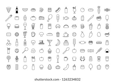 Set Of Vector Cartoon Food Icon Set