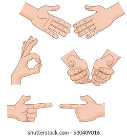 Set of vector cartoon Hands Icons for business illustration concepts