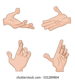 Set of vector cartoon Hands Icons for illustration concepts