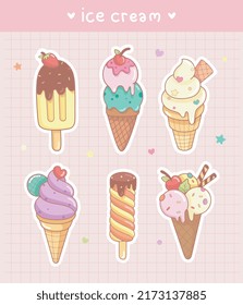 Set of vector cartoon ice cream illustration