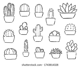 Set of  vector cartoon illustration, cactus