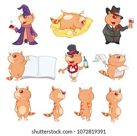 Set of Vector Cartoon Illustration. A Cute Cats for you Design