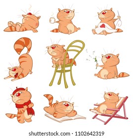 Set of Vector Cartoon Illustration. A Cute Cats for you Design