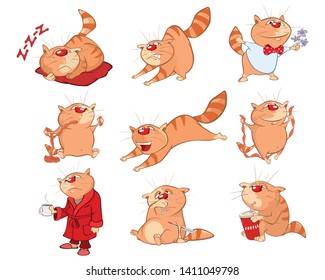 Set of Vector Cartoon Illustration. A Cute Cats for you Design and Computer Game