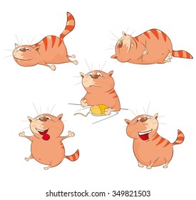 Set of Vector Cartoon Illustration. A Cute Cats for you Design