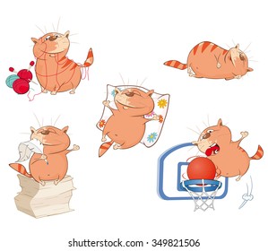 Set of Vector Cartoon Illustration. A Cute Cats for you Design